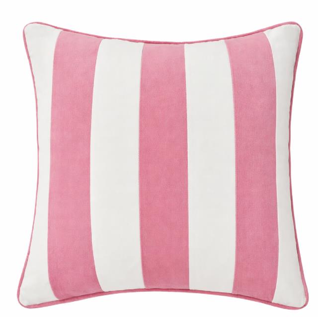 Rental store for PILLOW, SQ VELVET PINK   WHT STRIPE 18 in Camarillo CA